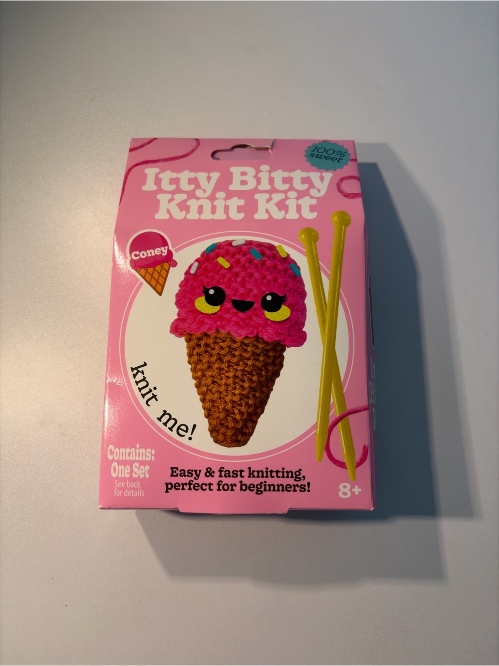 Itty Bitty Knit Kit - Pink & Brown Ice Cream Cone